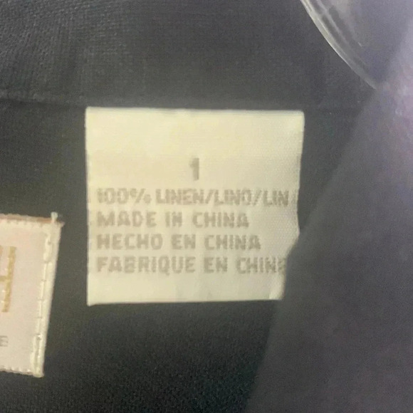 Elisabeth by Liz Claiborne Black Linen Shacket with pockets size 1 (L-XL) - Picture 3 of 7